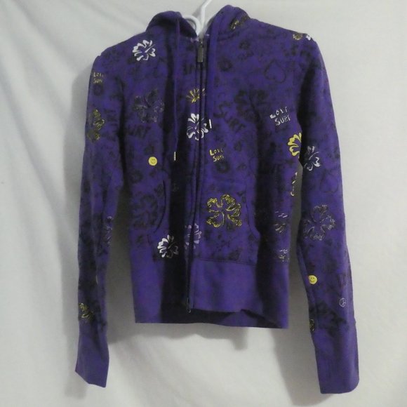 360 SURF | medium | Zip-Up Graphic Purple Hooded Sweatshirt | Hoodie | NWOT - Picture 2 of 16